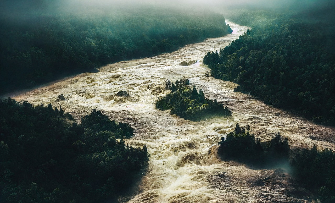 Climate change in Nigeria- Flooded river